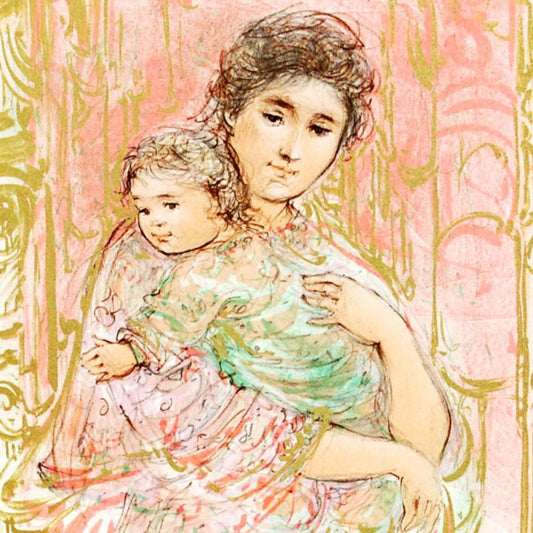 Willa And Child Limited Edition Lithograph by Edna Hibel (1917-2014), Numbered and Hand Signed with Certificate of Authenticity.