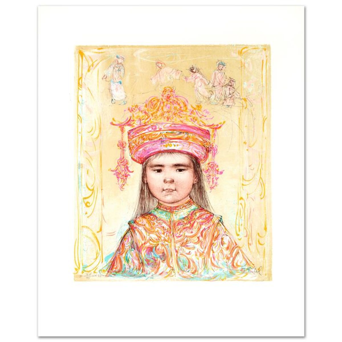 Oriental Daydream Limited Edition Lithograph by Edna Hibel (1917-2014), Numbered and Hand Signed with Certificate of Authenticity.
