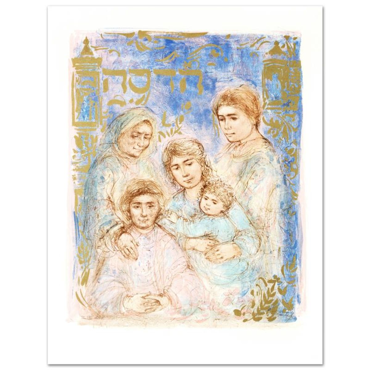 Hadassah, The Generation Limited Edition Lithograph by Edna Hibel (1917-2014), Numbered and Hand Signed with Certificate of Authenticity.