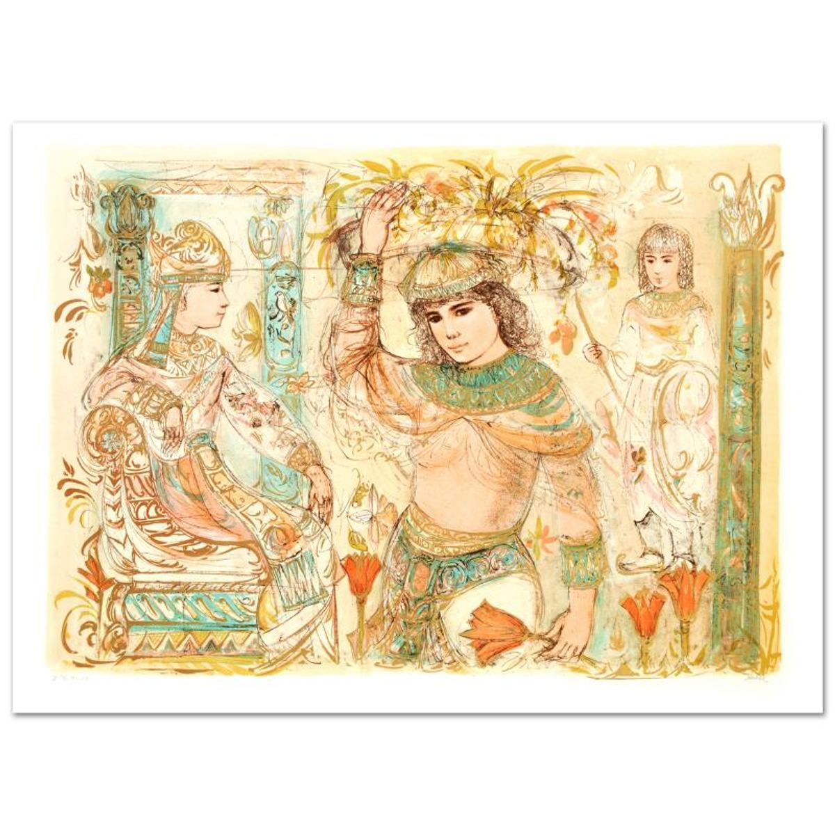 Aida Limited Edition Lithograph (38" x 27") by Edna Hibel (1917-2014), Numbered and Hand Signed with Certificate of Authenticity.