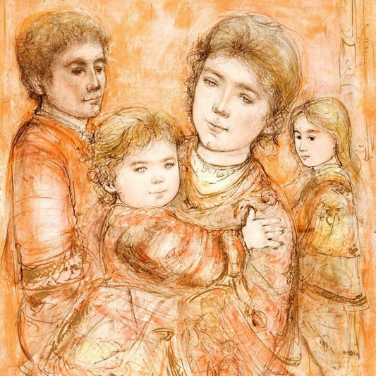 Portrait of a Family Limited Edition Lithograph (28" x 40.5") by Edna Hibel (1917-2014), Numbered and Hand Signed with Certificate of Authenticity.