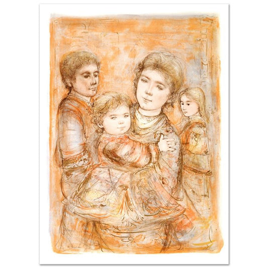 Portrait of a Family Limited Edition Lithograph (28" x 40.5") by Edna Hibel (1917-2014), Numbered and Hand Signed with Certificate of Authenticity.