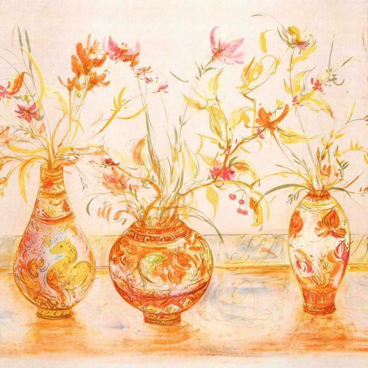 Chinese Vase Limited Edition Lithograph (42" x 29.5") by Edna Hibel, Numbered and Hand Signed with Certificate!