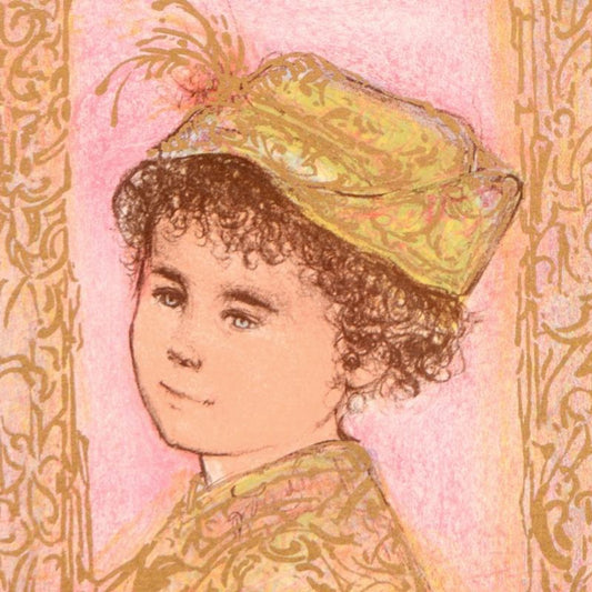 Edna Hibel (1917-2014), "Happy" Limited Edition Lithograph with Remarque, Numbered and Hand Signed with Certificate of Authenticity.