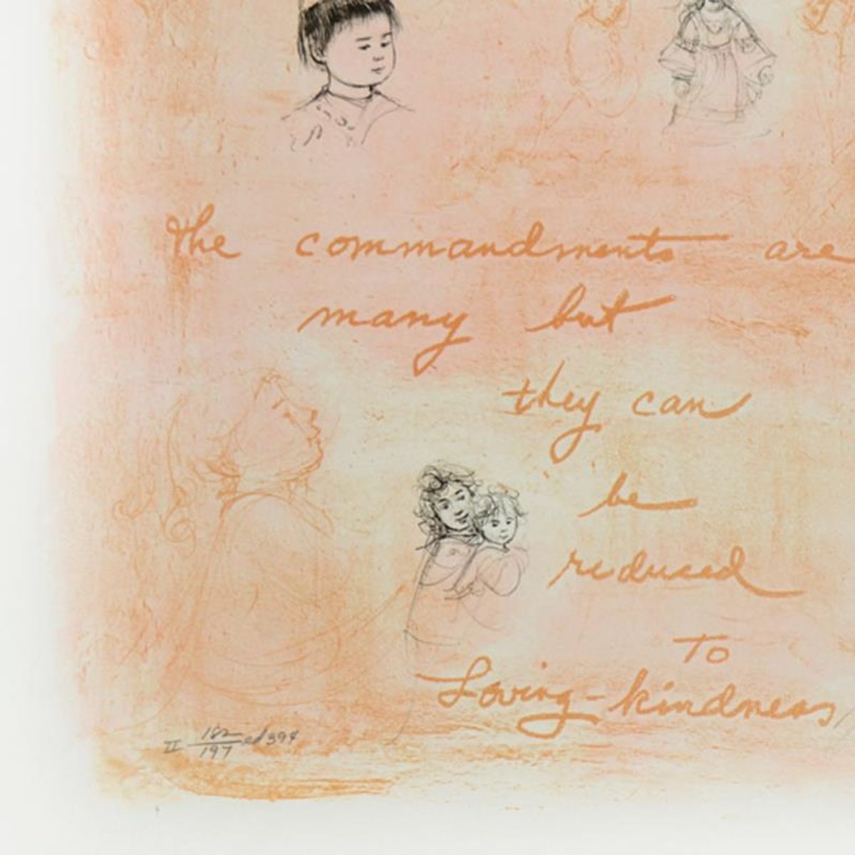 Edna Hibel (1917-2014), "Through the Generations" Limited Edition Lithograph, Numbered and Hand Signed with Letter of Authenticity.