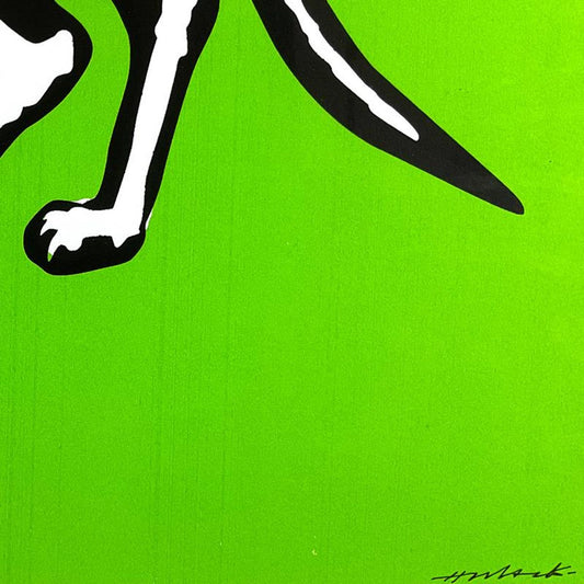 Hijack, "Skeleton Cat (Green)" Framed Limited Edition Silkscreen, Numbered and Hand Signed with Letter of Authenticity.
