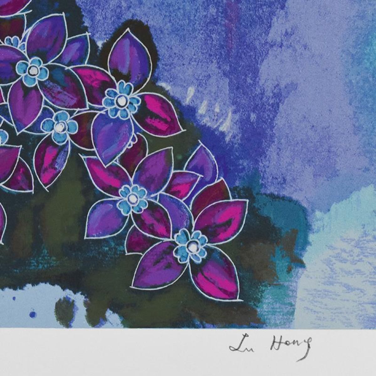 Lu Hong, "Wild Flowers" Limited Edition Serigraph, Numbered and Hand Signed with Letter of Authenticity