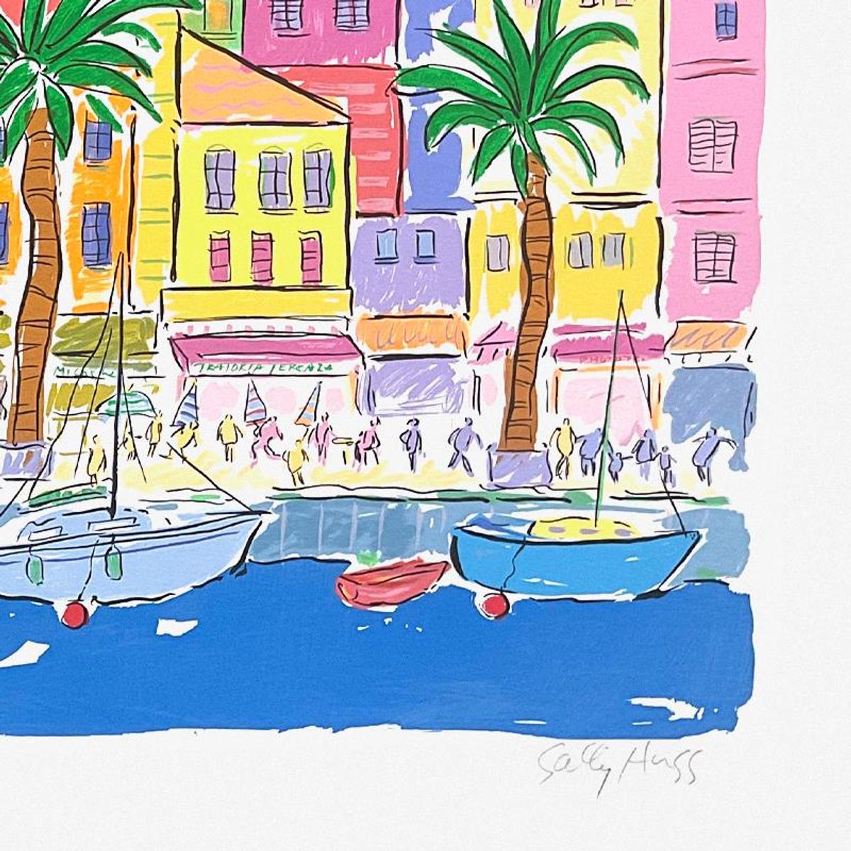 Sally Huss, "Boats" Limited Edition Printer's Proof Serigraph, Hand Signed with Letter of Authenticity