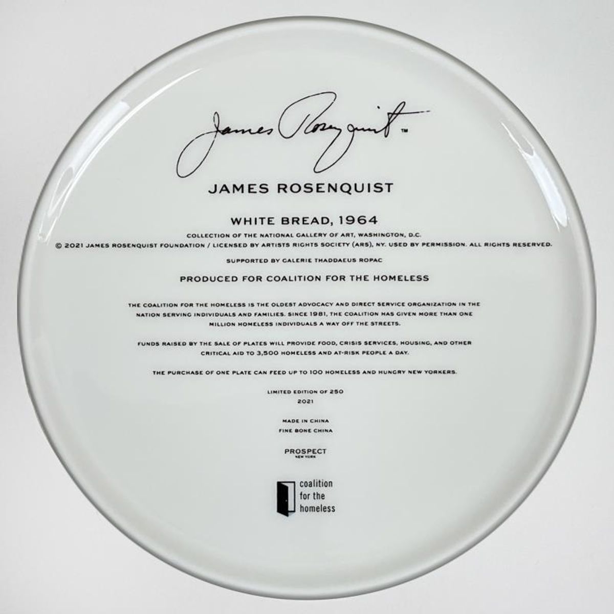 James Rosenquist (1933-2017), "White Beard" Framed Limited Edition Fine Bone China Plate.
