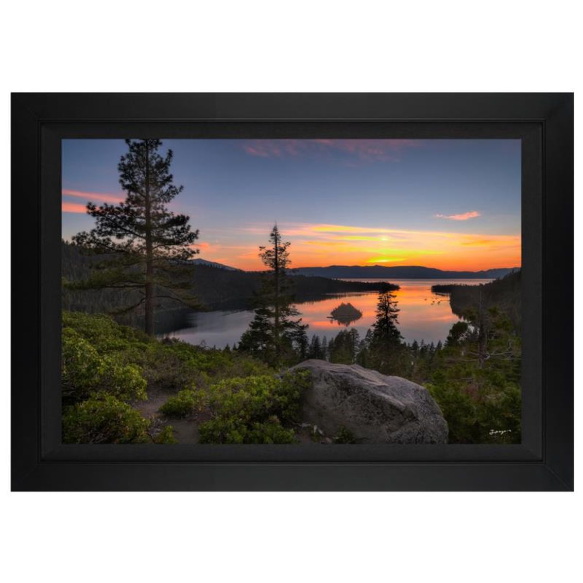 Jongas, "Emerald Bay" Framed Limited Edition on Canvas, Numbered and Hand Signed with Letter of Authenticity.