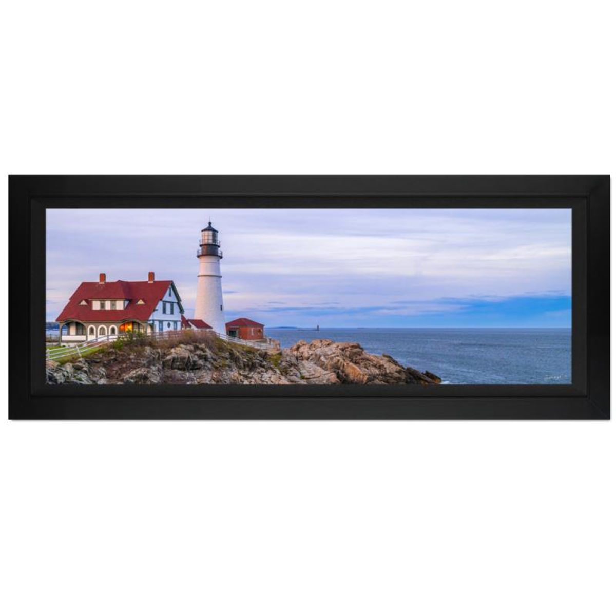 Jongas, "Portland Head" Framed Limited Edition on Canvas, Numbered and Hand Signed with Letter of Authenticity.
