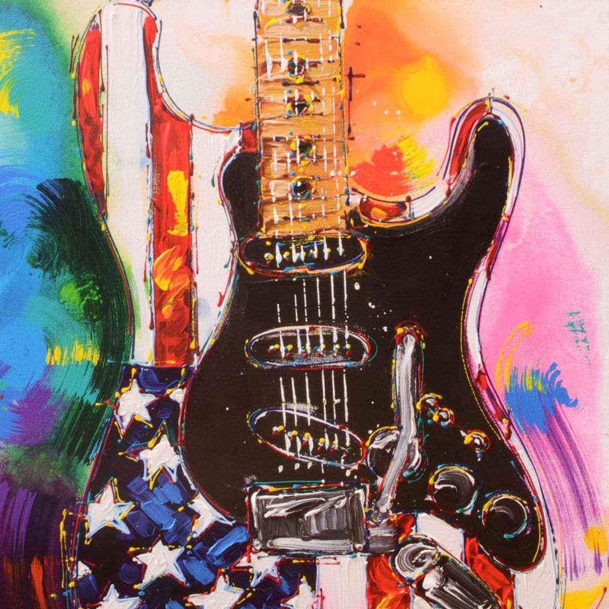 KAT, "American Stratocaster" Limited Edition Lithograph, Numbered and Hand Signed with Certificate of Authenticity.