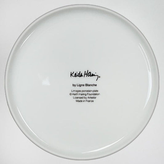 Keith Haring (1958-1990), "White on Red" Framed Limoges Porcelain Plate.