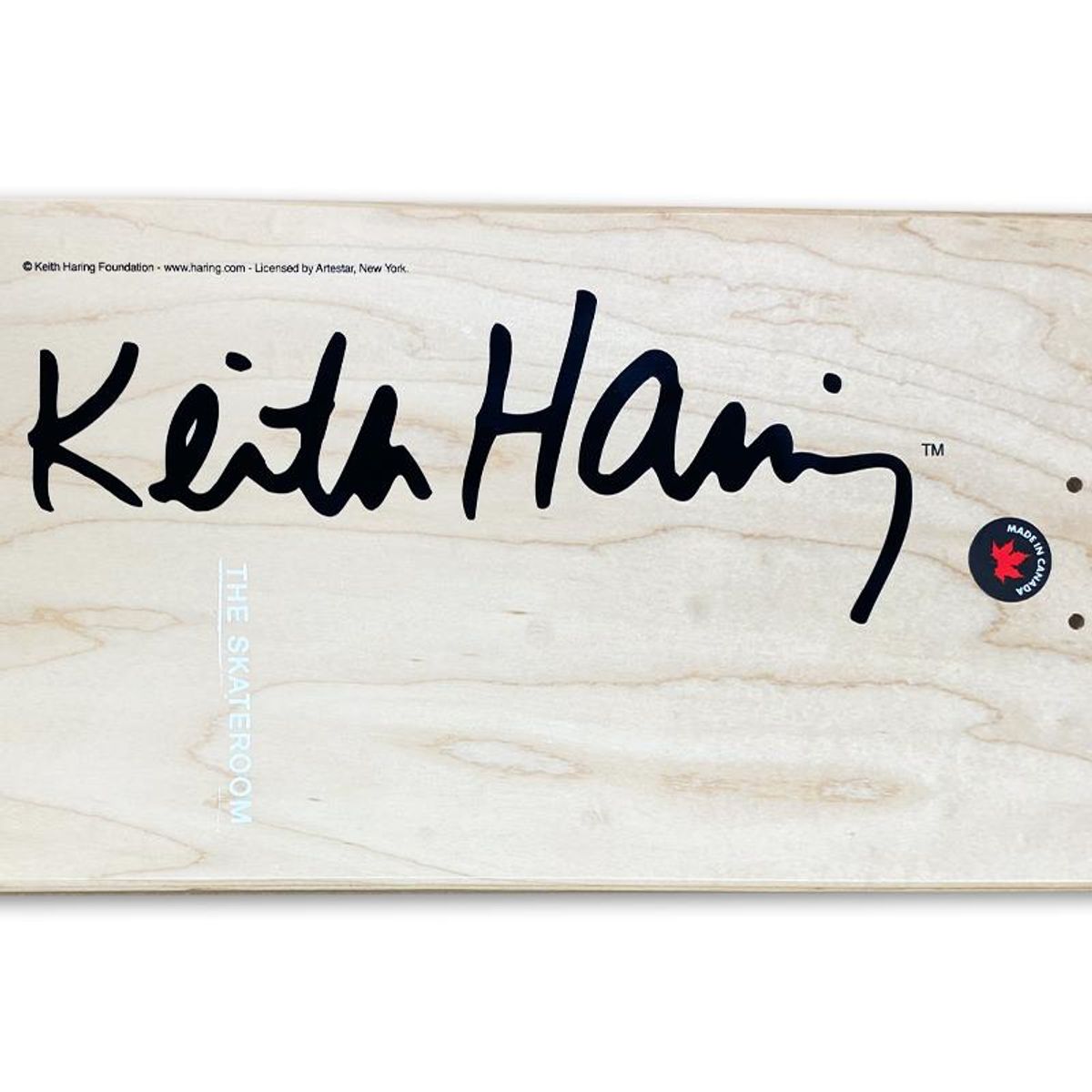 Keith Haring (1958-1990), "Untitled (Smile On Stripes)" Framed Skateboard, Plate Signed with Letter of Authenticity.