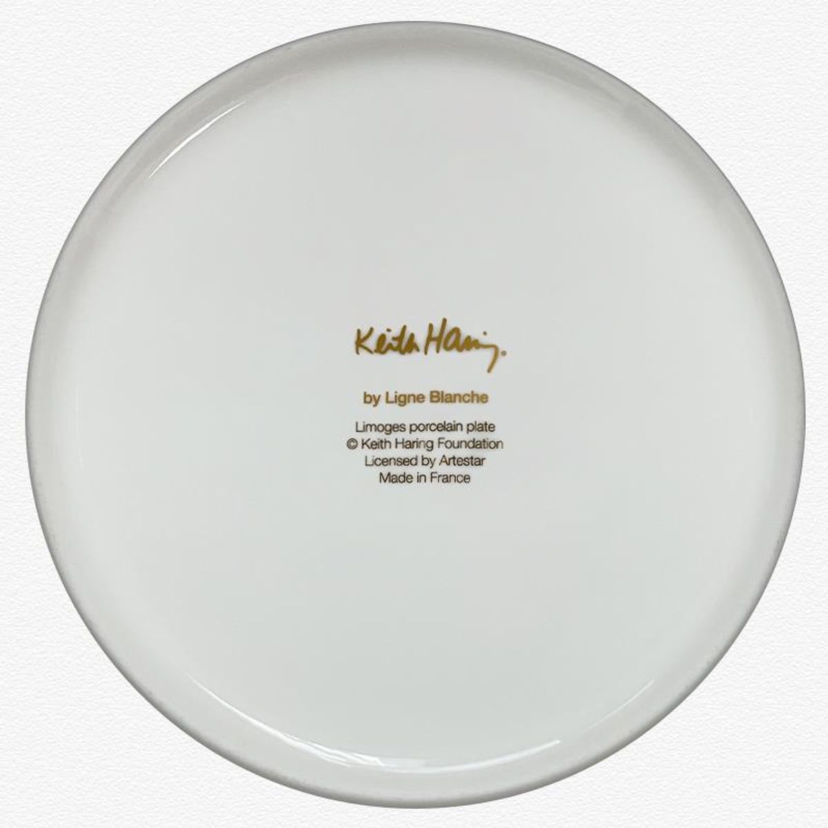 Keith Haring (1958-1990), "Gold Pattern" Framed Limoges Porcelain Plate.