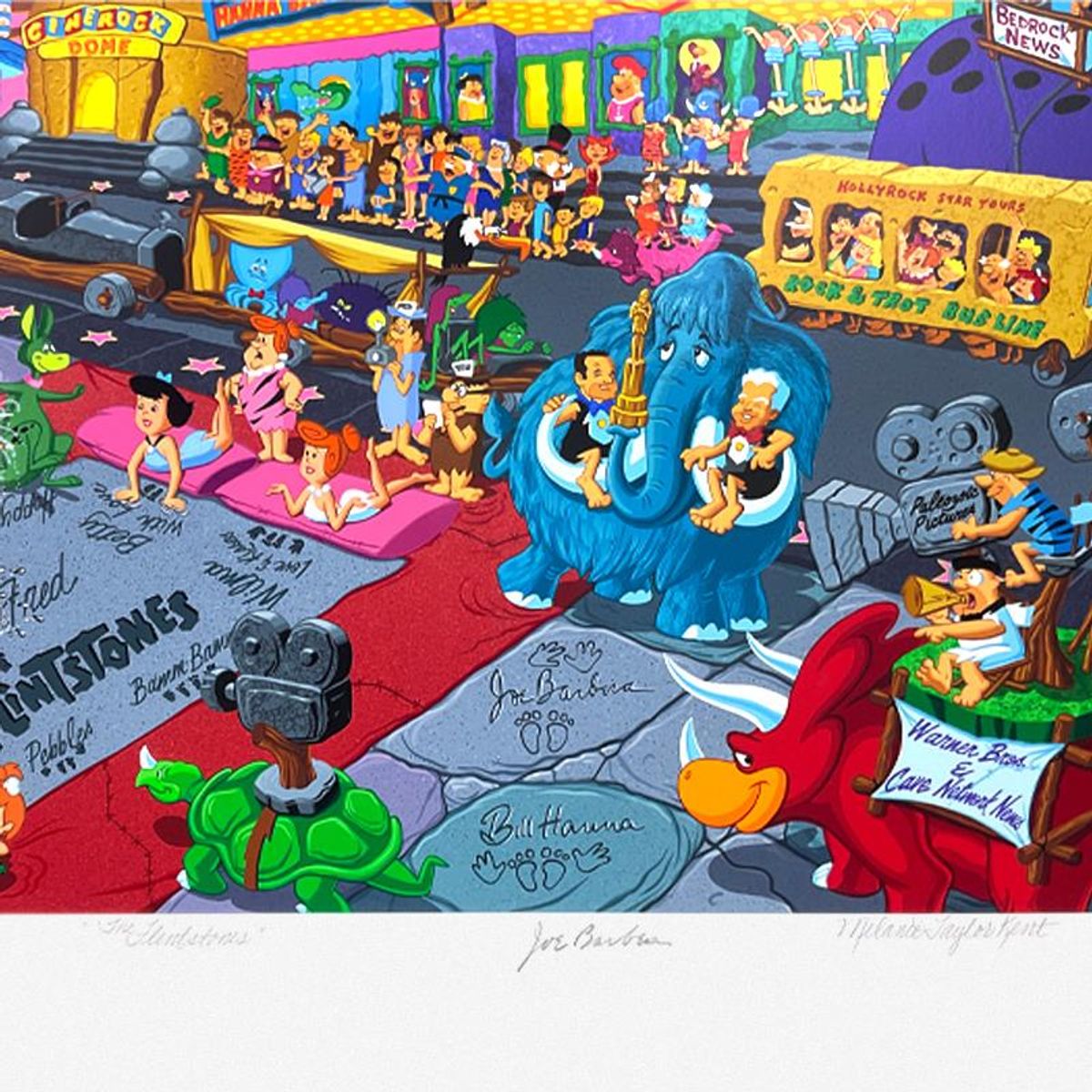Melanie Taylor Kent, "The Flintstones" Limited Edition Serigraph, Numbered and Hand Signed by Bill Hanna (1910-2001) and Joe Barbera (1911-2006) with Letter of Authenticity.