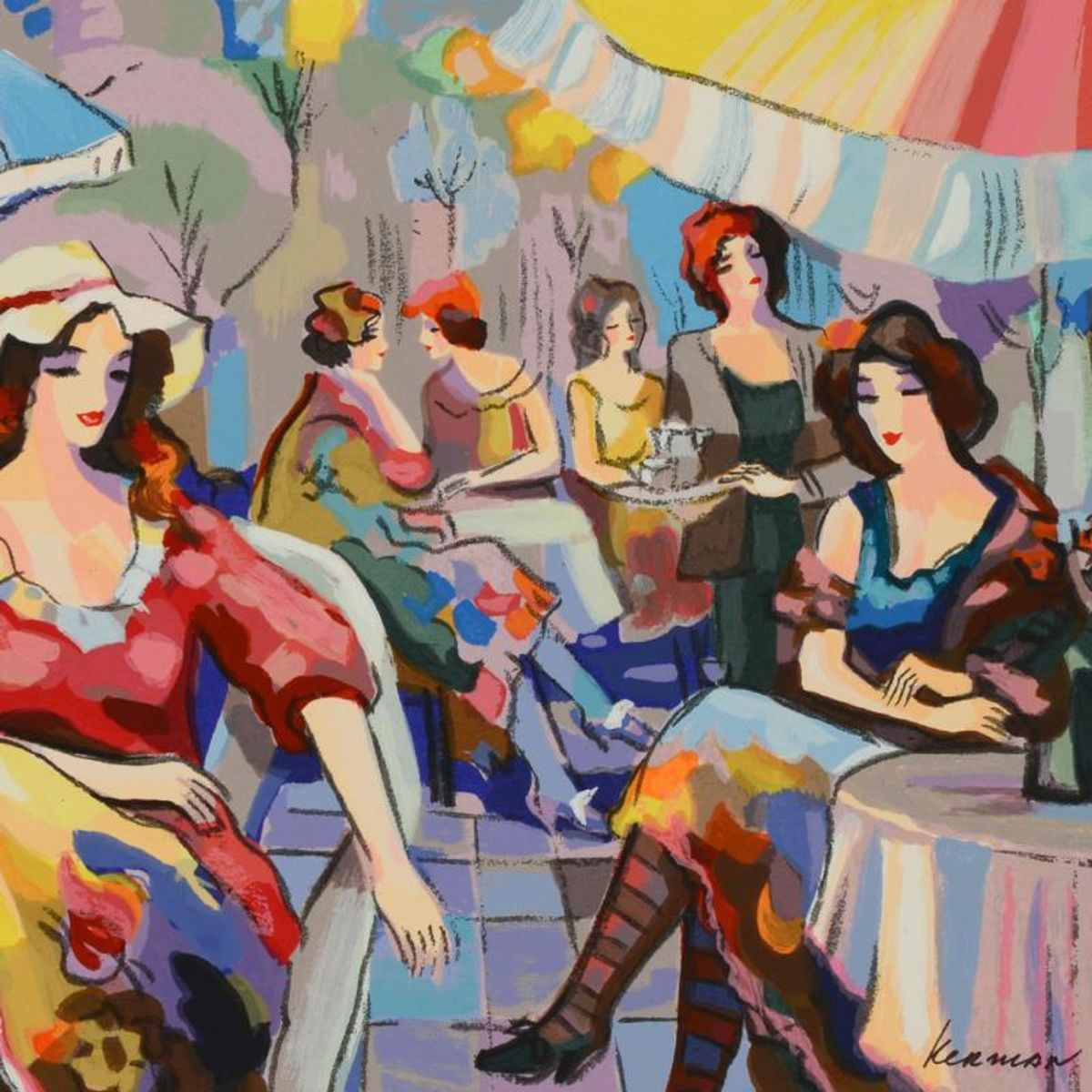 Michael Kerman, "Cafe" Hand Signed Limited Edition Serigraph on Paper with Letter of Authenticity.