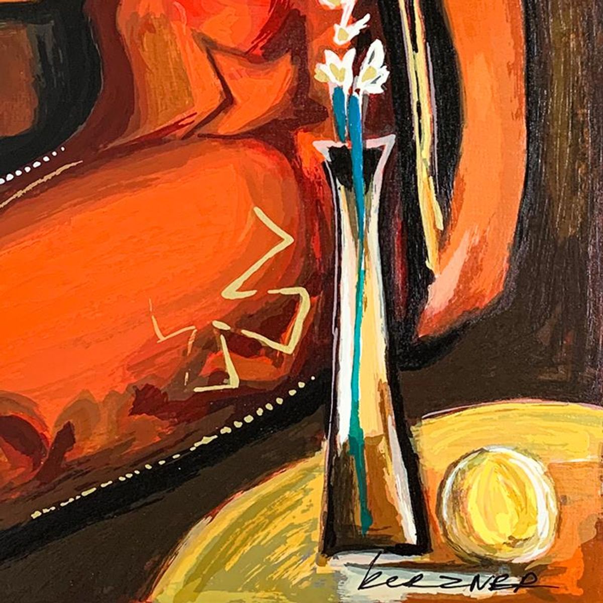 Michael Kerzner, "The Violinist" Hand Signed Limited Edition Serigraph on Paper with Letter of Authenticity.