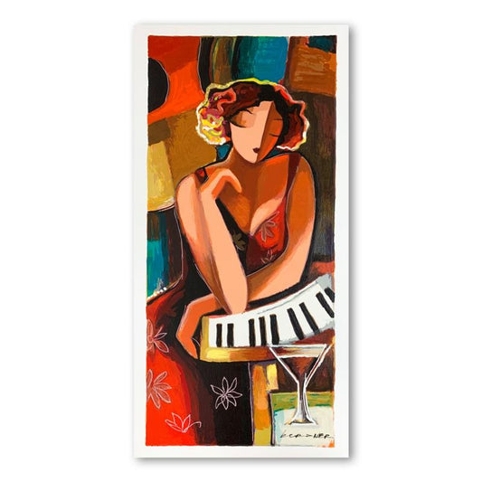 Michael Kerzner, "The Pianist" Hand Signed Limited Edition Serigraph on Paper with Letter of Authenticity.