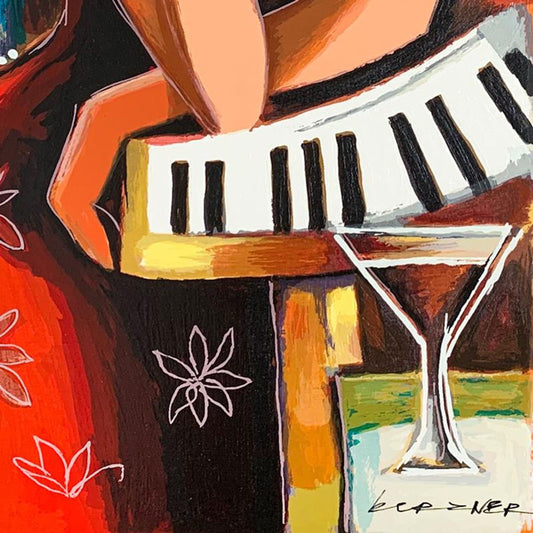 Michael Kerzner, "The Pianist" Hand Signed Limited Edition Serigraph on Paper with Letter of Authenticity.