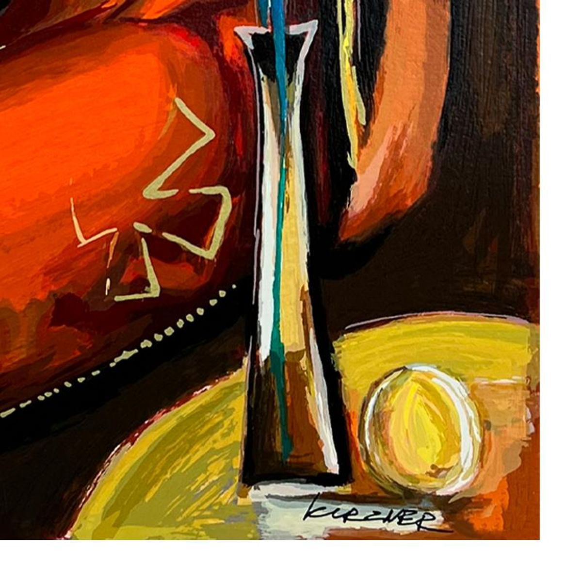 Michael Kerzner, "The Violinist" Hand Signed Limited Edition Serigraph on Paper with Letter of Authenticity.