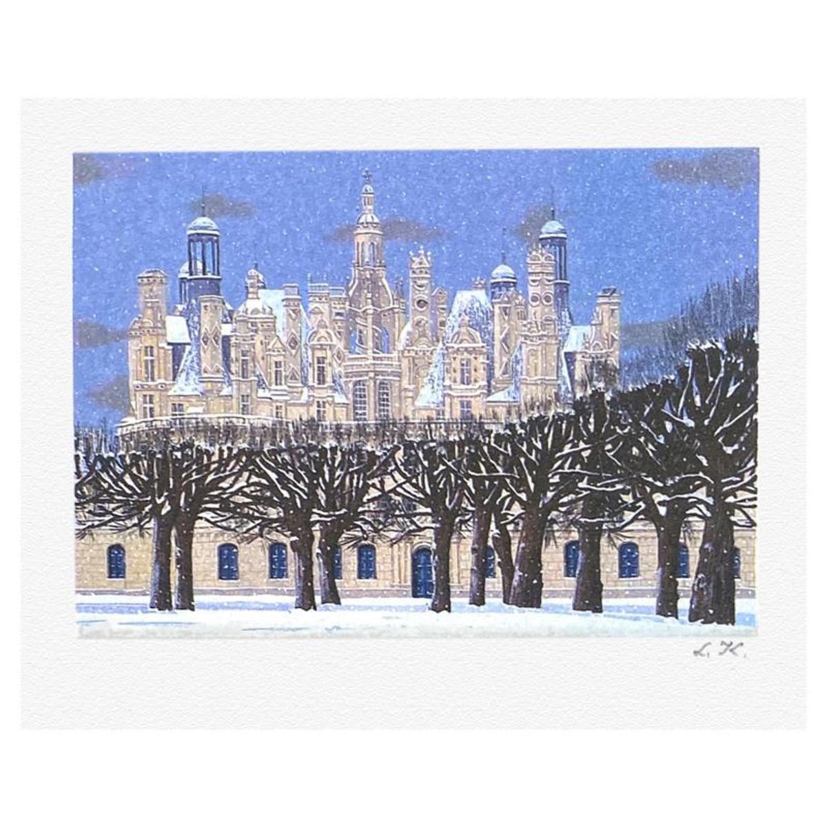 Liudmila Kondakova, "Chambord Snowfall" Limited Edition Lithograph, Numbered and Hand Signed with Letter of Authenticity