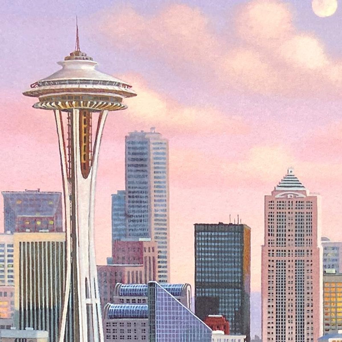 Liudmila Kondakova, "Seattle Skyline" Limited Edition Lithograph, Numbered and Hand Signed with Certificate of Authenticity
