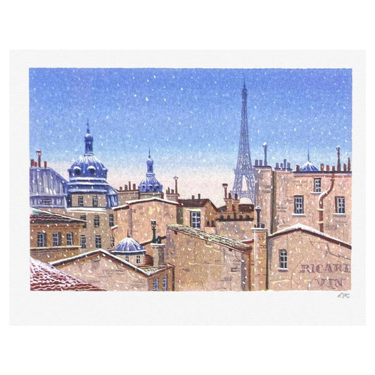 Liudmila Kondakova, "Snowfall in Paris" Limited Edition Lithograph, Numbered and Hand Signed with Letter of Authenticity