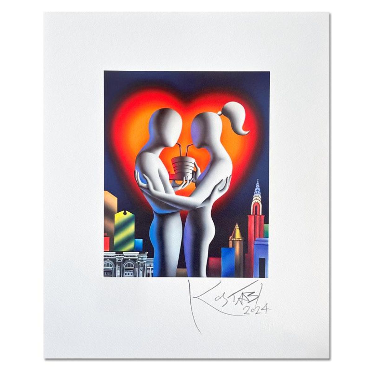 Mark Kostabi, "Metropolitan Passion" Hand Signed Limited Edition with Certificate of Authenticity.
