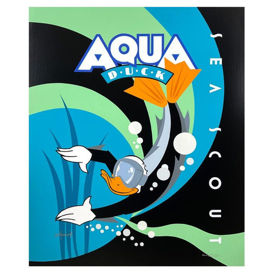 Mike Kungl, "Aqua Duck" Limited Edition on Canvas from Disney Fine Art, Numbered and Hand Signed with Letter of Authenticity