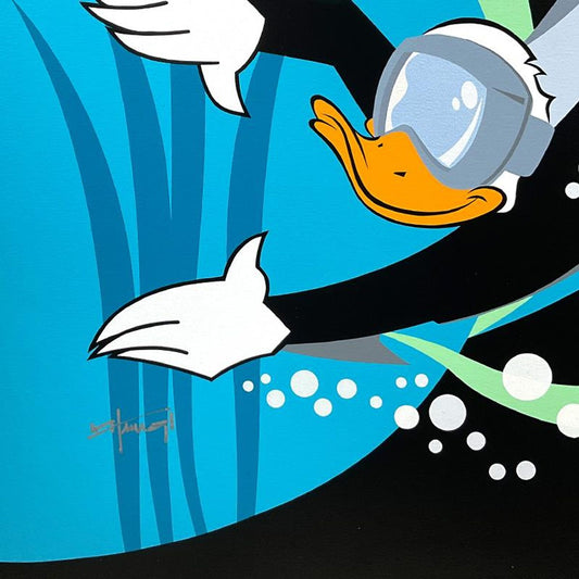 Mike Kungl, "Aqua Duck" Limited Edition on Canvas from Disney Fine Art, Numbered and Hand Signed with Letter of Authenticity