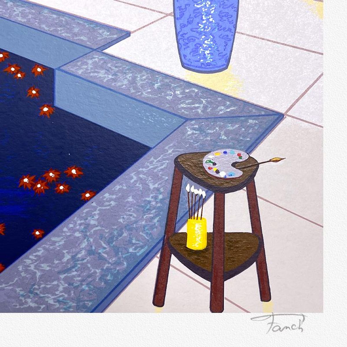 Fanch Ledan, "Interior with Spa" Limited Edition Serigraph, AP Numbered and Hand Signed with Letter of Authenticity