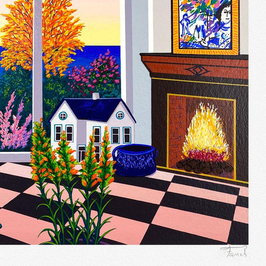 Fanch Ledan, "Interior with Two Chagall" Limited Edition Serigraph, AP Numbered and Hand Signed with Letter of Authenticity