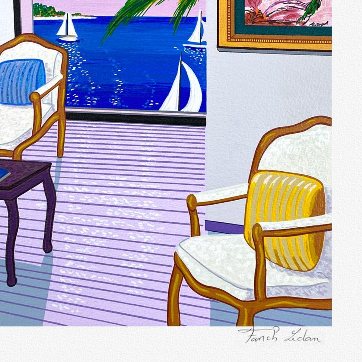 Fanch Ledan, "Chagall in the South" Limited Edition Serigraph, Numbered and Hand Signed with Letter of Authenticity