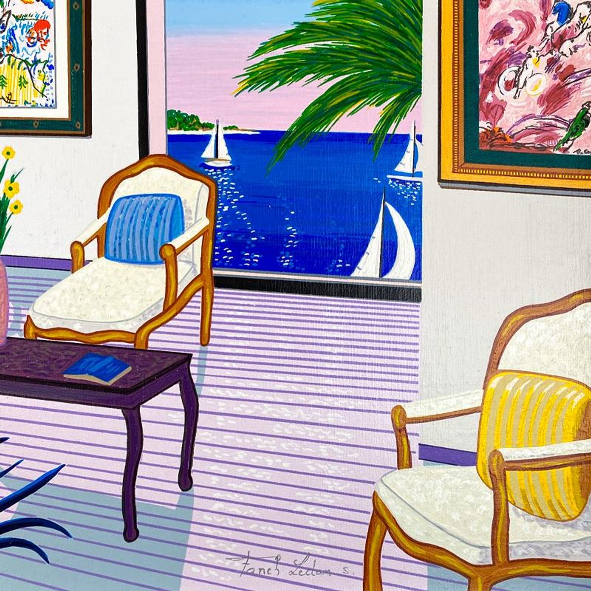 Fanch Ledan, "Chagall in the South" Limited Edition Serigraph on Canvas, AP Numbered Inverso and Hand Signed with Letter of Authenticity