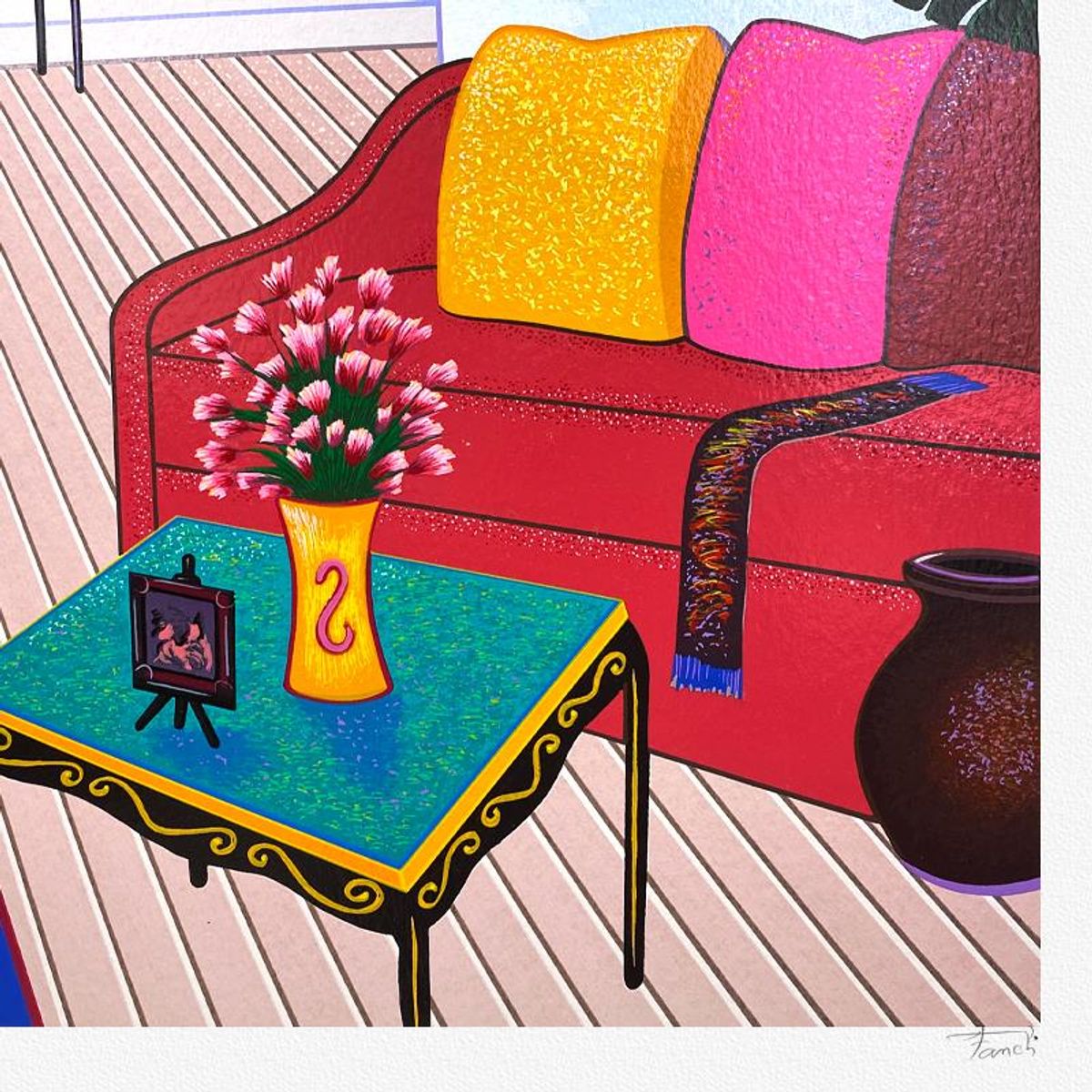 Fanch Ledan, "Interior with Three Masterpieces" Limited Edition Serigraph (30" x 36"), AP Numbered and Hand Signed with Letter of Authenticity