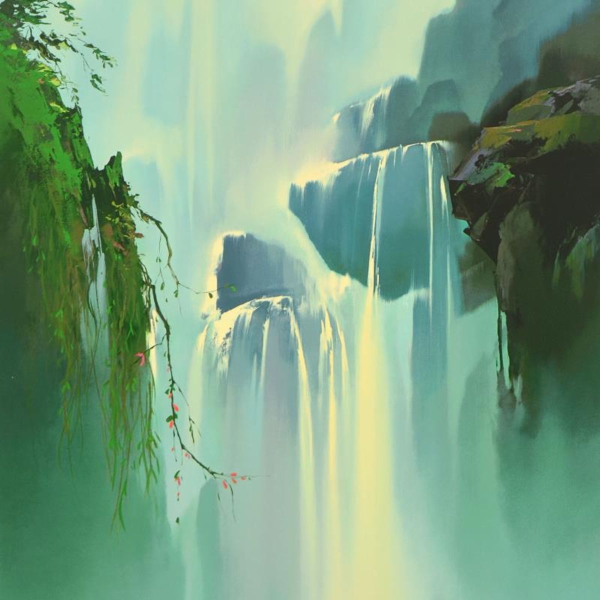 Thomas Leung, "Misty Falls" Limited Edition, Numbered and Hand Signed with Letter of Authenticity.