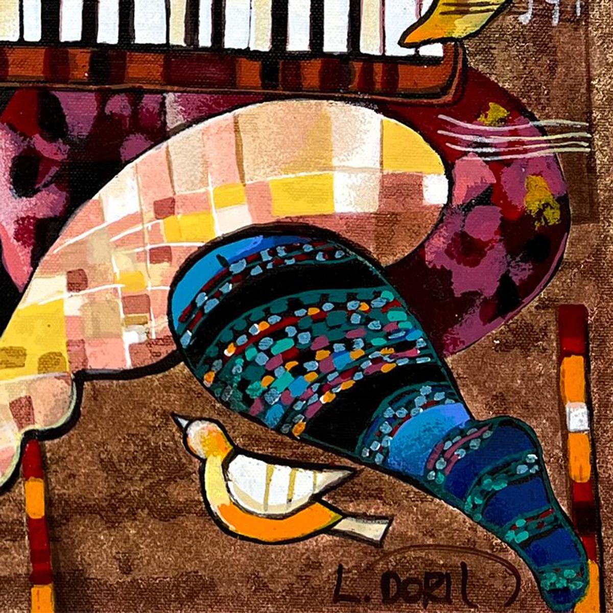Dorit Levi, "Folklore" Limited Edition Serigraph on Canvas, Hand Signed and Numbered with Letter of Authenticity.