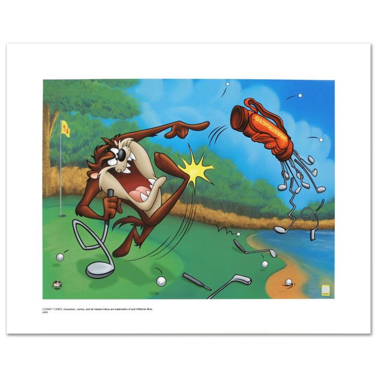 Terrible Taz Golf Limited Edition Giclee from Warner Bros., Numbered with Hologram Seal and Certificate of Authenticity.