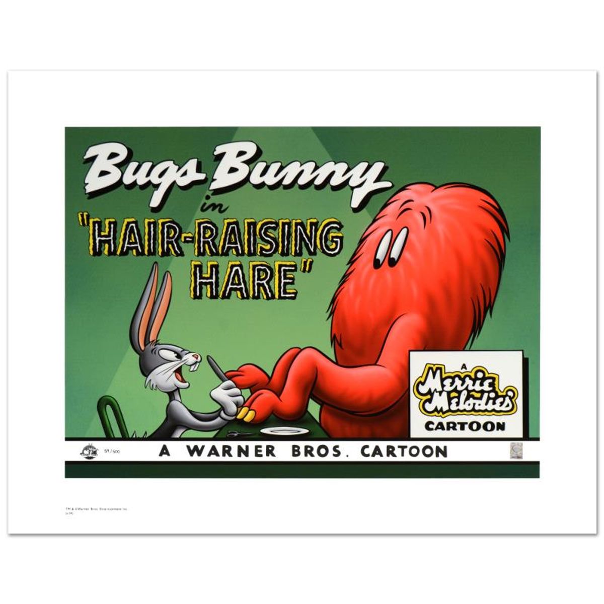 Hair Raising Hare Limited Edition Giclee from Warner Bros., Numbered with Hologram Seal and Certificate of Authenticity.