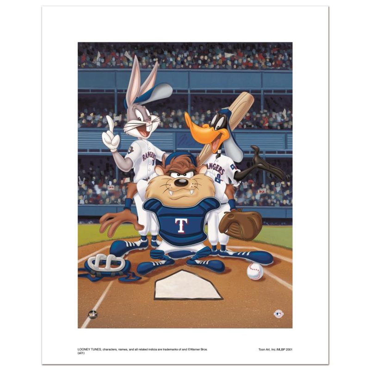 At the Plate (Rangers) Numbered Limited Edition Giclee from Warner Bros. with Certificate of Authenticity.