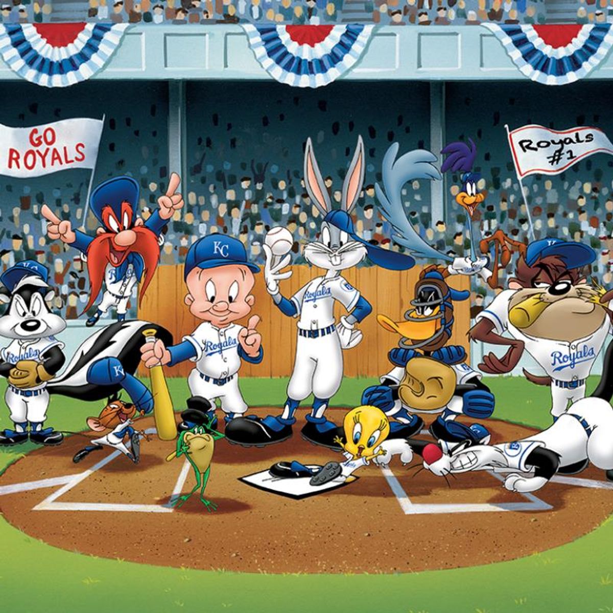 Line Up At The Plate (Royals) is a Limited Edition Giclee from Warner Brothers with Hologram Seal and Certificate of Authenticity.