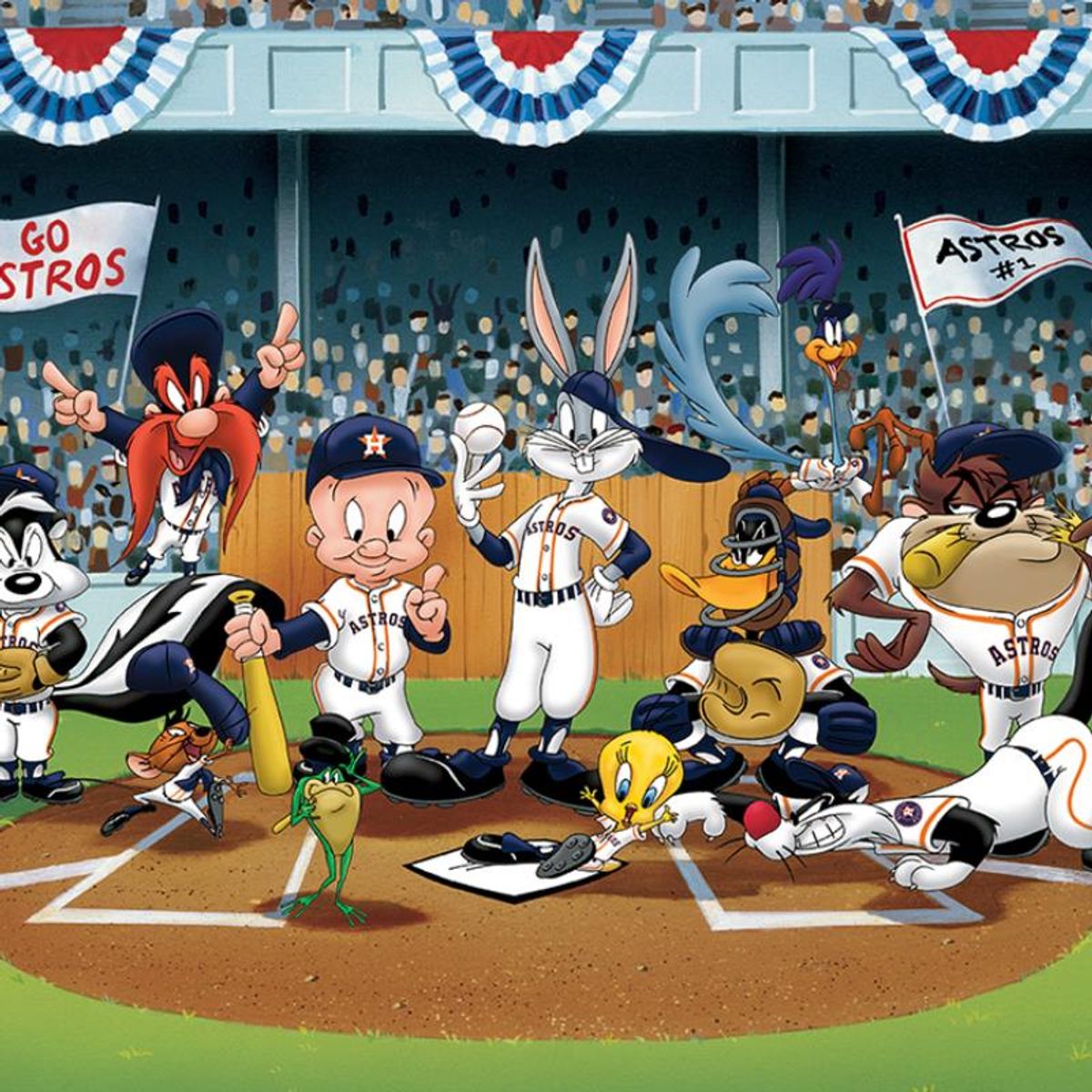 Line Up At The Plate (Astros) is a Limited Edition Giclee from Warner Brothers with Hologram Seal and Certificate of Authenticity.