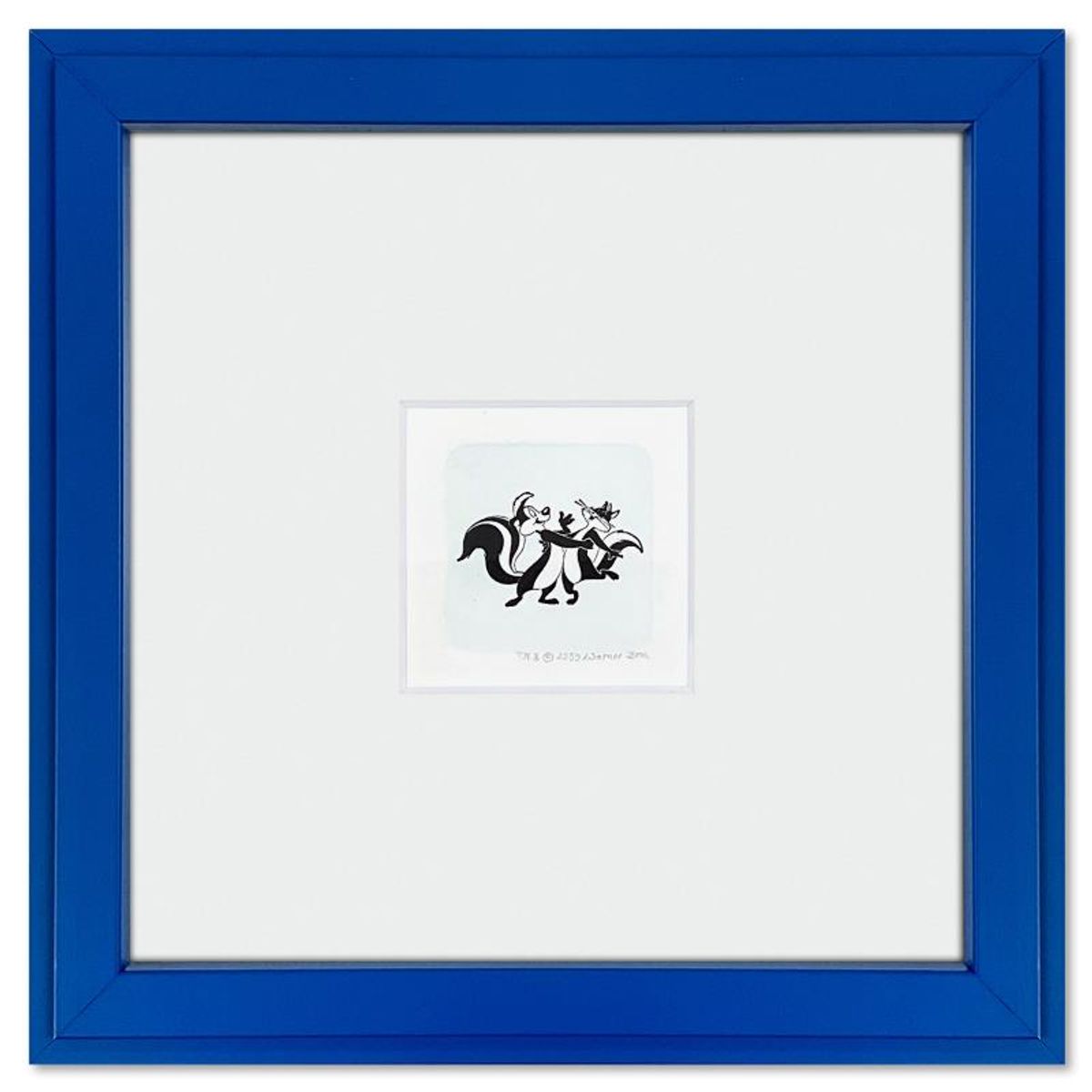 Pepe Le Pew & Penelope Pussycat Framed Limited Edition Etching with Hand Tinted Color from Warner Bros., Numbered with Letter of Authenticity