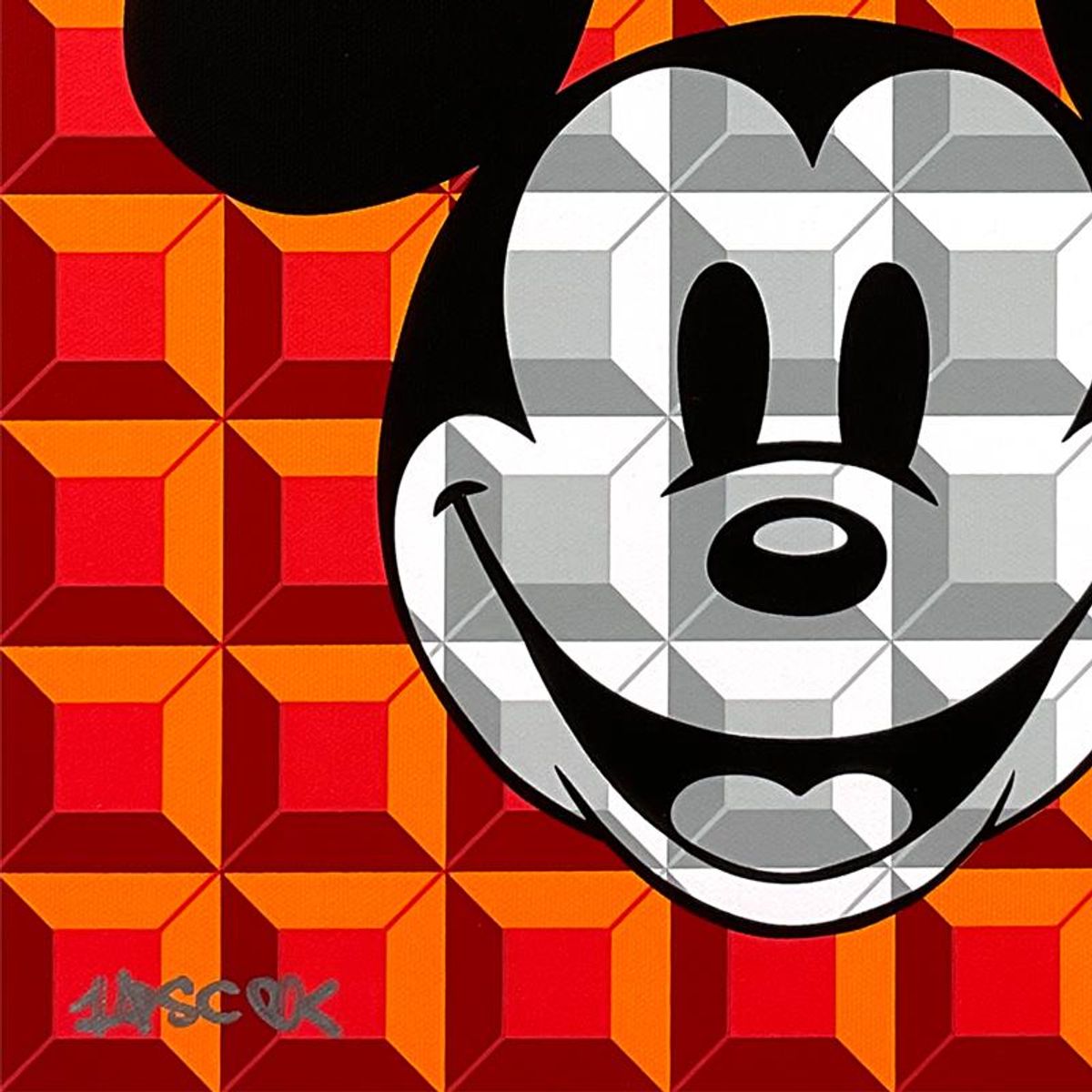 Tennessee Loveless, "Red 8-Bit Mickey" Limited Edition on Canvas from Disney Fine Art, Numbered and Hand Signed with Letter of Authenticity