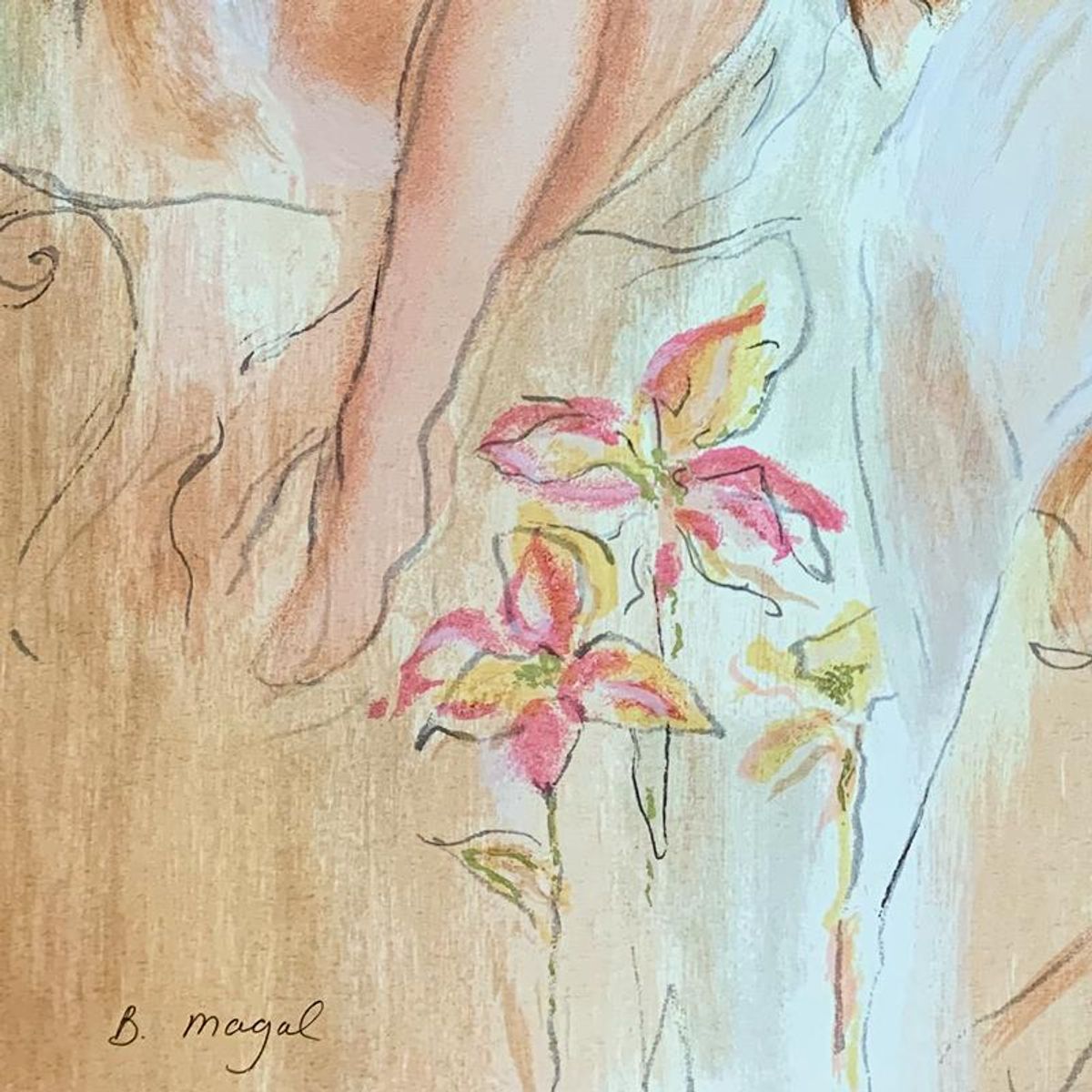 Batia Magal, "Sister" Hand Signed Limited Edition Serigraph on Paper with Letter of Authenticity.