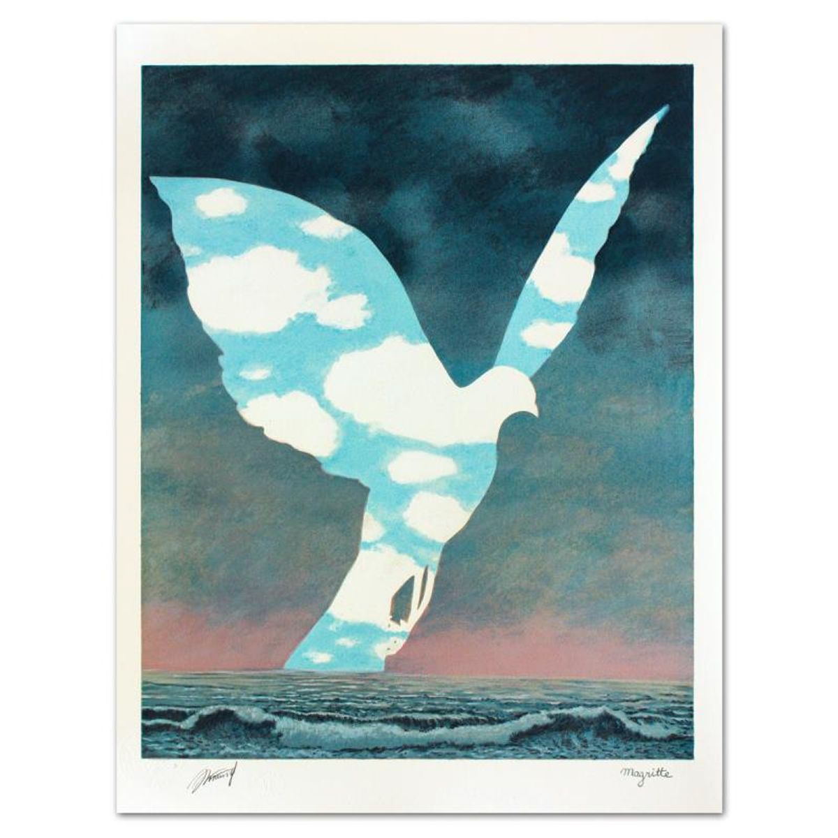 Rene Magritte (1898-1967), "La Grande Famille" Limited Edition Lithograph with Letter of Authenticity.