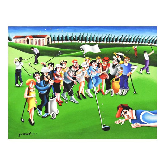 Yuval Mahler, "Playing Golf" Limited Edition on Canvas, Numbered and Hand Signed with Letter of Authenticity.