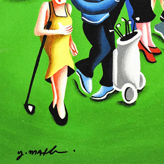 Yuval Mahler, "Playing Golf" Limited Edition on Canvas, Numbered and Hand Signed with Letter of Authenticity.
