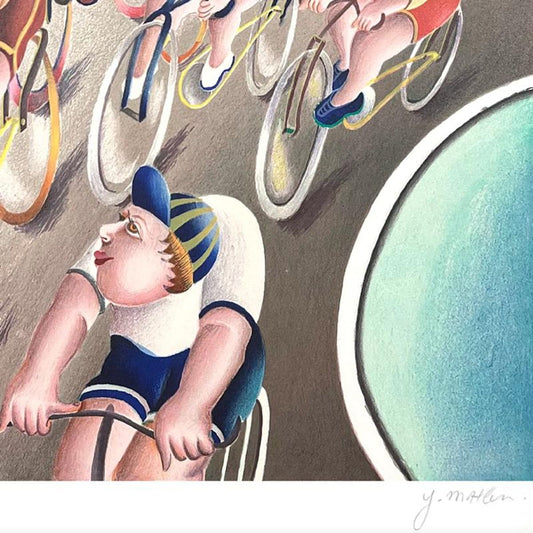 Yuval Mahler, "Cycling" Limited Edition Serigraph, Numbered and Hand Signed with Letter of Authenticity.